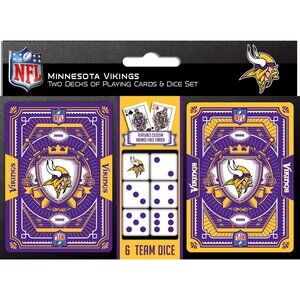 NFL Minnesota Vikings Playing Cards & Dice Set Includes 2 Decks & 6 Dice With Cu